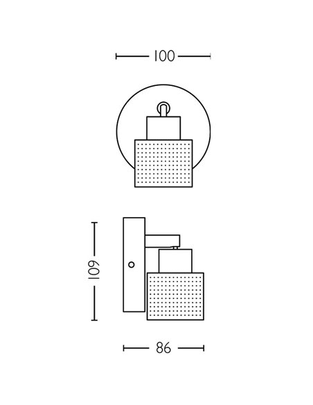 Foco de techo/pared estilo industrial perforado negro y latón NIALL, GU10 (No incl.), ClickFix