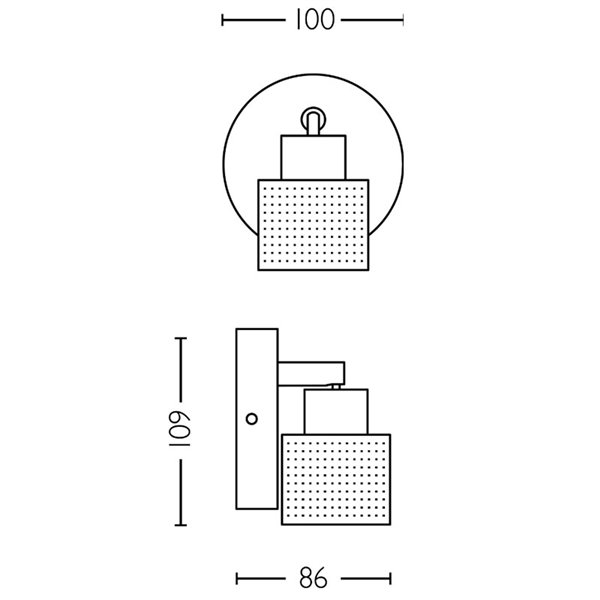 Foco de techo/pared estilo industrial perforado negro y latón NIALL, GU10 (No incl.), ClickFix