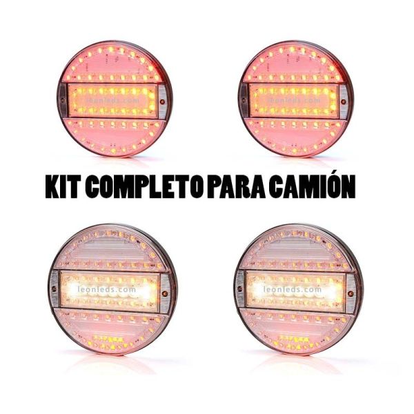 Branco Round Led Lights Kit Wasfor caminhão e reboque | leonleds