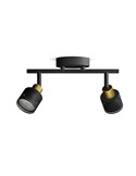 Faixa de 2 luzes estilo industrial perfurada em preto e latão NIALL, 2xGU10 (não incl.), ClickFix