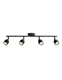 Regleta de 4 Focos estilo industrial perforado NIALL negro y latón, 4xGU10 (No incl.), ClickFix