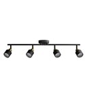 Regleta de 4 Focos estilo industrial perforado NIALL negro y latón, 4xGU10 (No incl.), ClickFix
