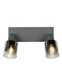 Barrette de Plafond Orientable 2 Spots CADIZ Abat-jour Fumé 2xE14 | LéonLeds