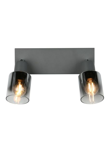 Regleta de Techo Orientable 2 Focos CADIZ Pantalla Ahumada 2xE14 | LeonLeds