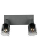 Barrette de Plafond Orientable 2 Spots CADIZ Abat-jour Fumé 2xE14 | LéonLeds