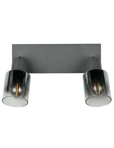 Barrette de Plafond Orientable 2 Spots CADIZ Abat-jour Fumé 2xE14 | LéonLeds