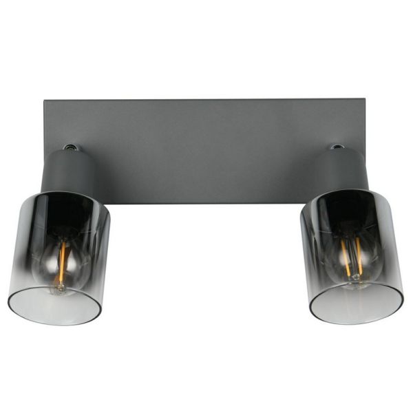 Barrette de Plafond Orientable 2 Spots CADIZ Abat-jour Fumé 2xE14 | LéonLeds