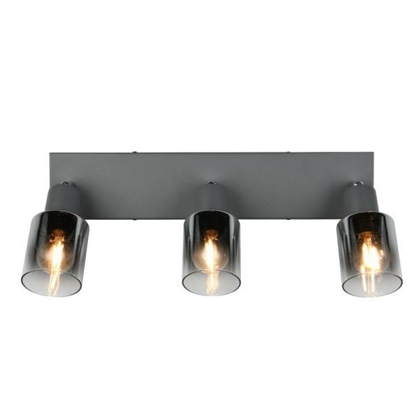 Regleta de Techo Orientable 3 Focos CADIZ Pantalla Ahumada 3xE14 | LeonLeds