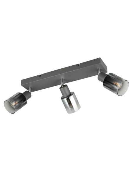 Barrette de Plafond Orientable 3 Spots CADIZ Abat-jour Fumé 3xE14 | LéonLeds