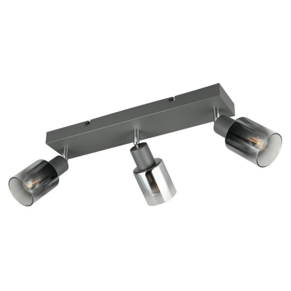 Barrette de Plafond Orientable 3 Spots CADIZ Abat-jour Fumé 3xE14 | LéonLeds