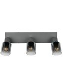 Barrette de Plafond Orientable 3 Spots CADIZ Abat-jour Fumé 3xE14 | LéonLeds
