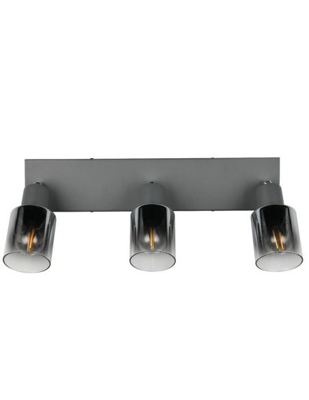 Regleta de Techo Orientable 3 Focos CADIZ Pantalla Ahumada 3xE14 | LeonLeds