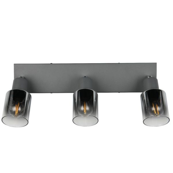 Barrette de Plafond Orientable 3 Spots CADIZ Abat-jour Fumé 3xE14 | LéonLeds