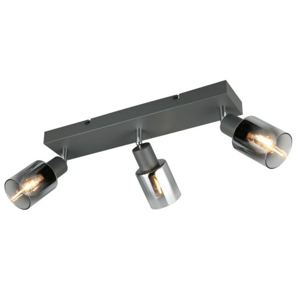 Regleta de Techo Orientable 3 Focos CADIZ Pantalla Ahumada 3xE14 | LeonLeds
