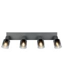 Regleta de Techo 4 Focos Orientables CADIZ Pantalla Ahumada 4xE14 | LeonLeds
