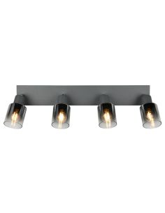 Regleta de Techo 4 Focos Orientables CADIZ Pantalla Ahumada 4xE14 | LeonLeds 2