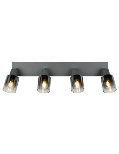 Regleta de Techo 4 Focos Orientables CADIZ Pantalla Ahumada 4xE14 | LeonLeds