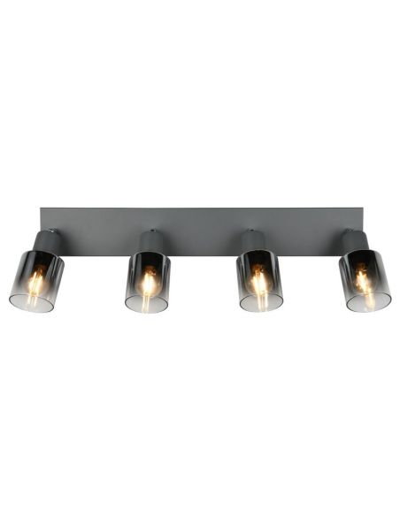 Regleta de Techo 4 Focos Orientables CADIZ Pantalla Ahumada 4xE14 | LeonLeds