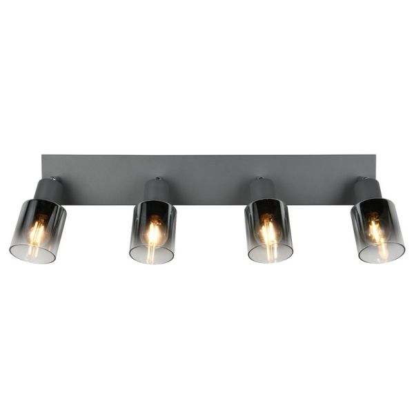 Regleta de Techo 4 Focos Orientables CADIZ Pantalla Ahumada 4xE14 | LeonLeds