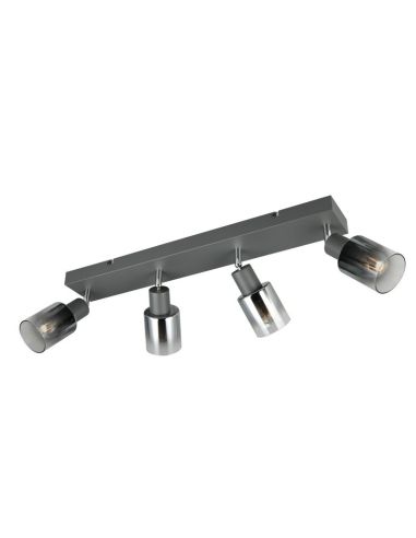 Regleta de Techo 4 Focos Orientables CADIZ Pantalla Ahumada 4xE14 | LeonLeds