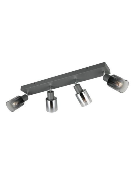 Regleta de Techo 4 Focos Orientables CADIZ Pantalla Ahumada 4xE14 | LeonLeds