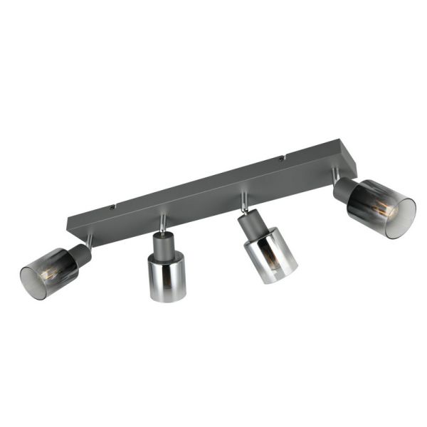 Regleta de Techo 4 Focos Orientables CADIZ Pantalla Ahumada 4xE14 | LeonLeds