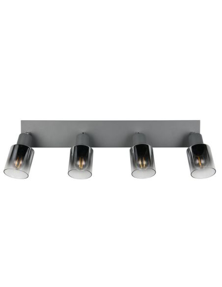 Regleta de Techo 4 Focos Orientables CADIZ Pantalla Ahumada 4xE14 | LeonLeds