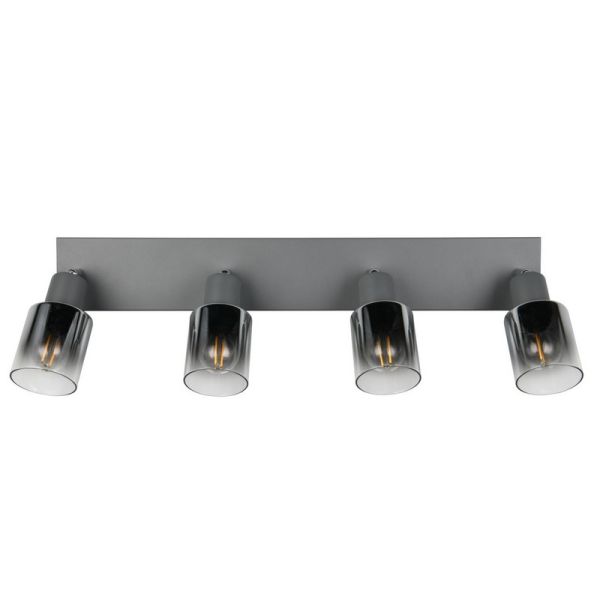 Regleta de Techo 4 Focos Orientables CADIZ Pantalla Ahumada 4xE14 | LeonLeds