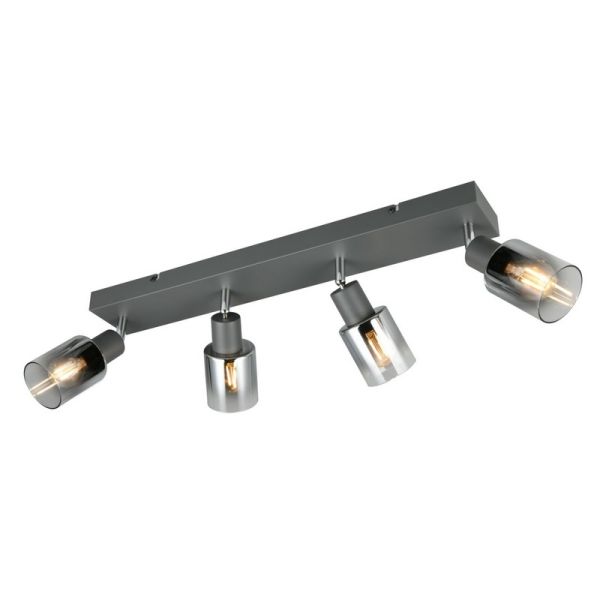 Regleta de Techo 4 Focos Orientables CADIZ Pantalla Ahumada 4xE14 | LeonLeds