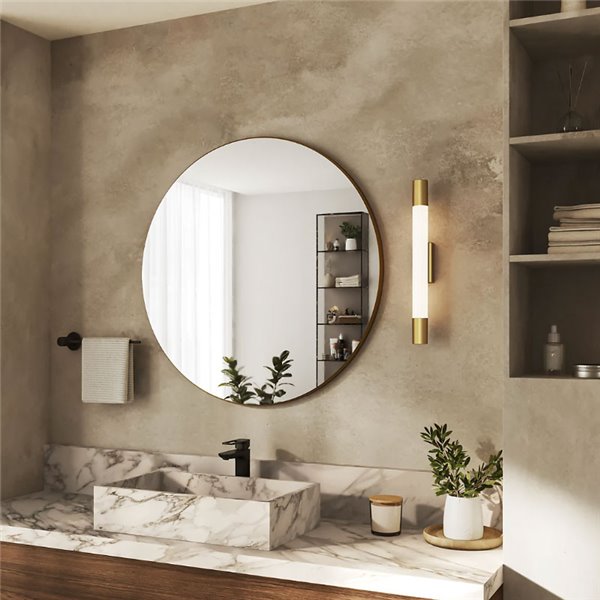 Aplique LED mural ROVER dorado para espejos de baño, 2700K 44,2cm/60,2cm de largo - ClickFix - Estanco al agua