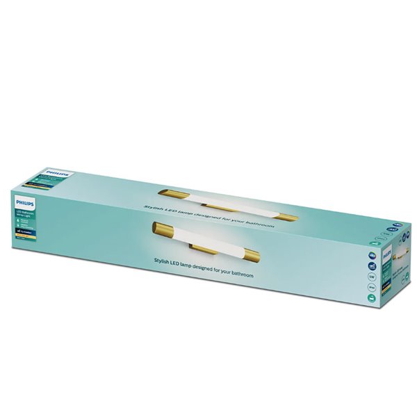 Aplique LED mural ROVER dorado para espejos de baño, 2700K 44,2cm/60,2cm de largo - ClickFix - Estanco al agua