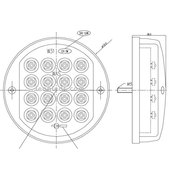 Piloto Antiniebla LED Redondo Tulipa Transparente 24V de Was Barato | LeonLeds