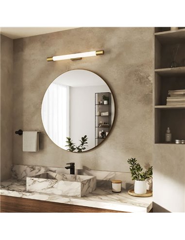 Aplique LED mural ROVER dorado para espejos de baño, 2700K 44,2cm/60,2cm de largo - ClickFix - Estanco al agua