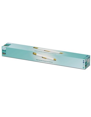 Aplique LED mural ROVER dorado para espejos de baño, 2700K 44,2cm/60,2cm de largo - ClickFix - Estanco al agua