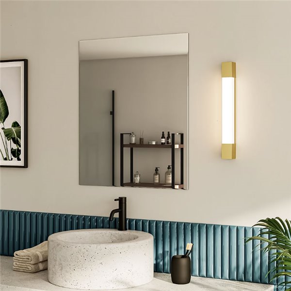 Aplique LED mural ROVER cuadrado para espejos de baño, dorado 2700K 44,4cm/62,8cm de largo - ClickFix - Estanco al agua