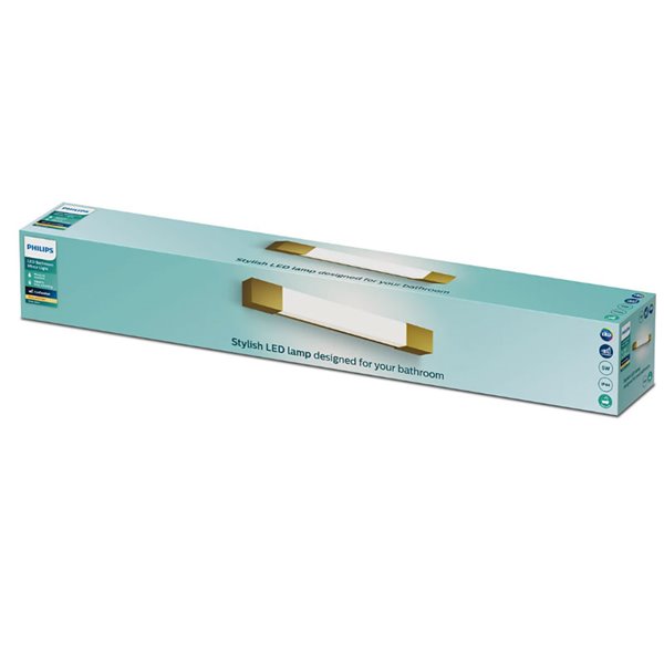 Applique murale LED carrée ROVER pour miroir de salle de bain, or 2700K 44,4 cm/62,8 cm de long - ClickFix - Étanche