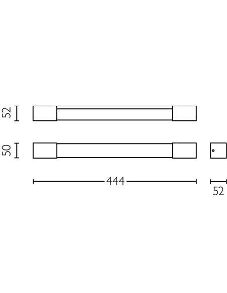 Applique murale LED carrée ROVER pour miroir de salle de bain, or 2700K 44,4 cm/62,8 cm de long - ClickFix - Étanche