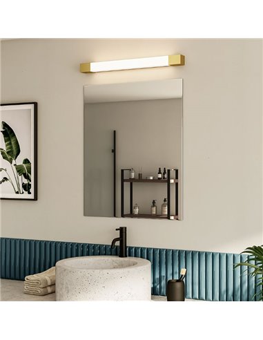 Aplique LED quadrado ROVER para espelhos de banheiro, ouro 2700K, 44,4 cm/62,8 cm de comprimento - ClickFix - À prova d'água
