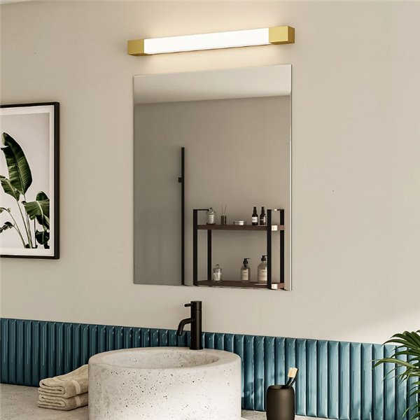 Aplique LED quadrado ROVER para espelhos de banheiro, ouro 2700K, 44,4 cm/62,8 cm de comprimento - ClickFix - À prova d'água