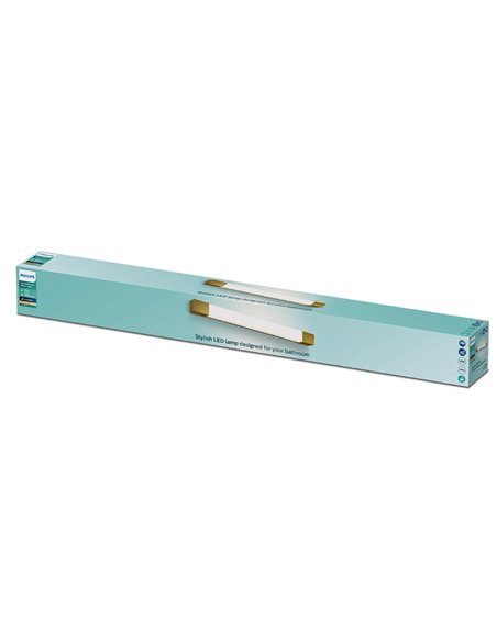 Aplique LED mural ROVER cuadrado para espejos de baño, dorado 2700K 44,4cm/62,8cm de largo - ClickFix - Estanco al agua