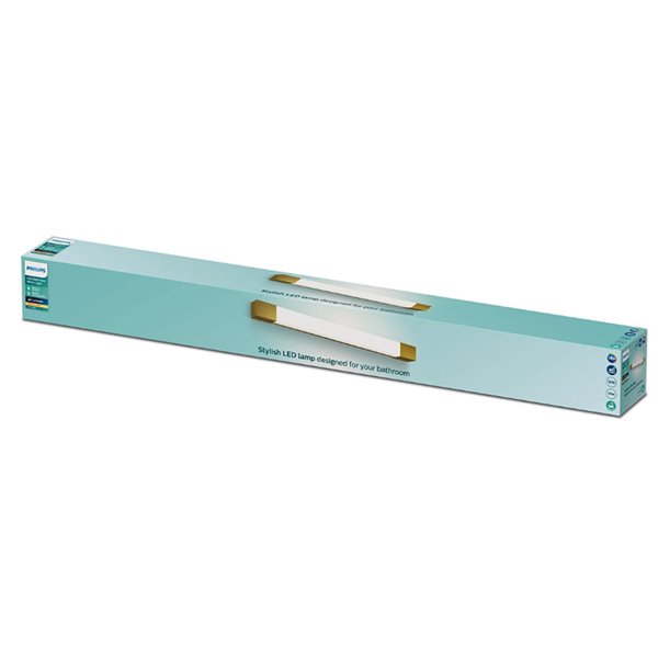 Applique murale LED carrée ROVER pour miroir de salle de bain, or 2700K 44,4 cm/62,8 cm de long - ClickFix - Étanche