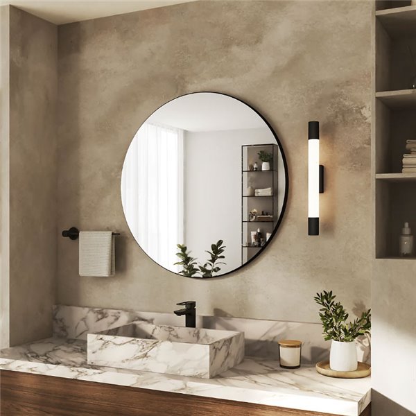 Aplique LED mural ROVER negro para espejos de baño, 2700K 44,2cm/60,2cm de largo - ClickFix - Estanco al agua