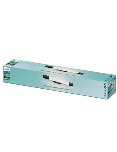 Aplique LED mural ROVER negro para espejos de baño, 2700K 44,2cm/60,2cm de largo - ClickFix - Estanco al agua
