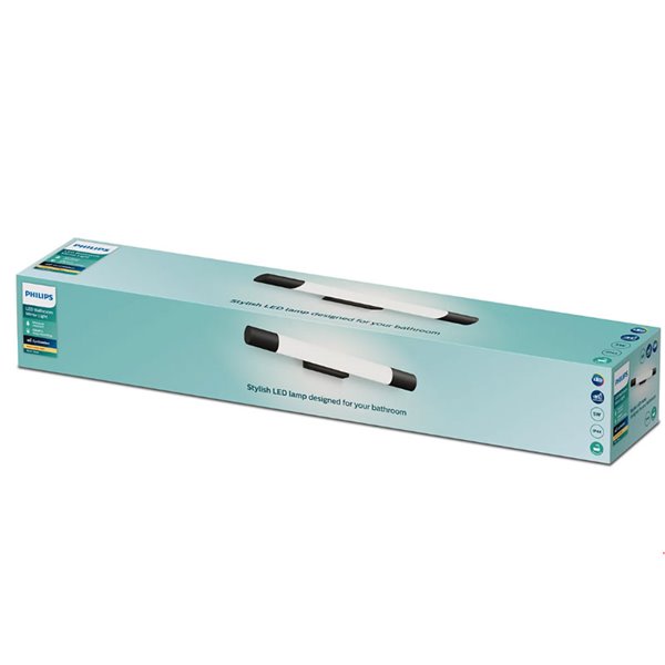 Arandela LED ROVER preta para espelhos de banheiro, 2700K 44,2cm/60,2cm de comprimento - ClickFix - À prova d'água