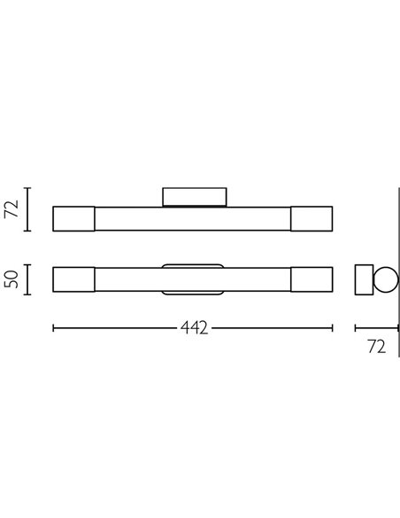 Aplique LED mural ROVER negro para espejos de baño, 2700K 44,2cm/60,2cm de largo - ClickFix - Estanco al agua