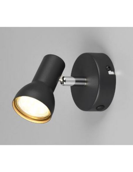 Aplique de Pared o Techo Estilo Foco CANTAR Negro | LeonLeds