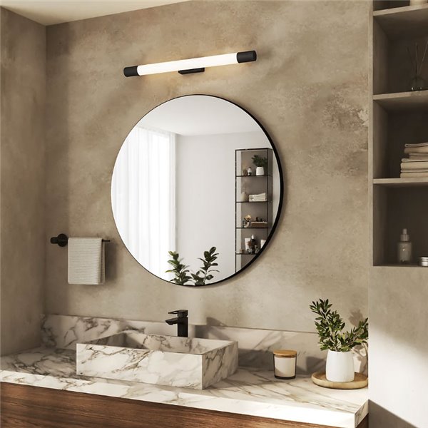 Arandela LED ROVER preta para espelhos de banheiro, 2700K 44,2cm/60,2cm de comprimento - ClickFix - À prova d'água