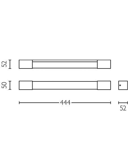 Applique murale LED carrée ROVER pour miroir de salle de bain, noire 2700K 44,4cm/62,8cm de long - ClickFix - Étanche