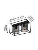 Plafón de techo de acero negro industrial CATTERICK con 2 pantallas cilindricas 2xE27