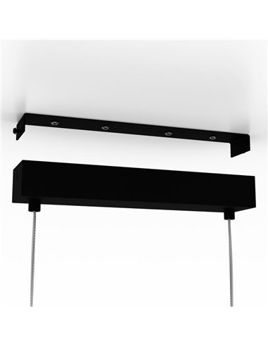 Candeeiro suspenso CATTERICK com 4 abajures de fio preto, 4xE27 (não incl.)